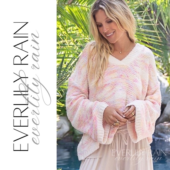 LAST ONE! Super Soft Pink & Cream Marble Sweater - Picture 2 of 15